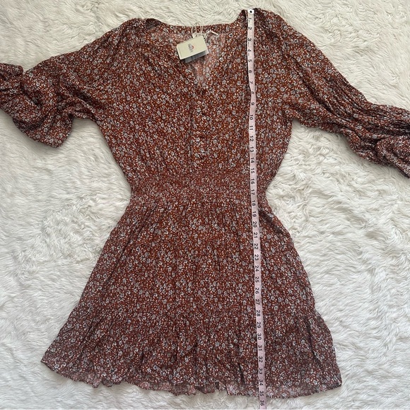 Faherty Dress Montana Swingy Mini Smocked Waist Ennis Floral S NWT New - Picture 12 of 13